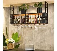 Porte-bouteille de vin en acier inoxydable à suspendre pour bar et restaurant, grande étagère décorative avec projecteur LED, solution de stockage de vin montée au plafond
