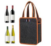 Porte-bouteille De Vin En Feutre - Transport Sécurisé, Organiseur Gris Multi-fentes, Taille 24 X 18 X 33 Cm + Séparateurs Amovibles, Matériau En Tissu Textile Robuste - Pour Pique-niques Et Barbecues