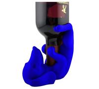 Porte-bouteille de vin en forme de teckel, mignon et unique, décoration de comptoir de bar, cadeau fantaisiste parfait pour les propriétaires d'animaux domestiques (bleu)