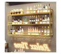 Porte-bouteille de vin mural doré avec étagère de présentation industrielle en métal pour maison, bar, cuisine ou salle à manger, solution de rangement élégante (120 cm)