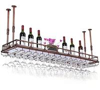 Porte-bouteille de vin rouge fluo à l'envers - Armoire à vin européenne - Hauteur réglable - Couleur bronze - Vie intéressante