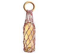Porte-bouteille de vin tissé rouge avec poignée en bois, Double lignes | Pochette à champagne de voyage pour collectionneurs, femmes, hommes, animateurs, événements, pique-niques, fêtes, restaurants