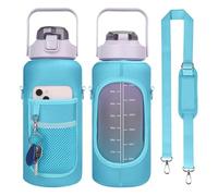 Porte-bouteille d'eau avec bandoulière réglable et poche - Sac léger pour bouteille d'eau de sport de 1,8 l - Housse de protection (L)