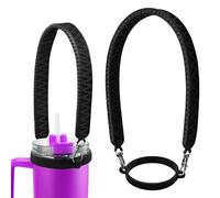 Porte-Bouteille d'eau avec Sangle, Porte-poignée Bouteille d'eau, Sangle poignée Bouteille d'eau en Silicone, Convient à Plupart Bouteilles d'eau 8 à 40 oz, Compatible avec Accessoires Coupe Stanley