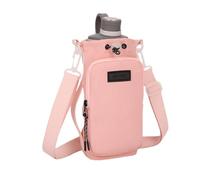 Porte-bouteille d'eau avec sangle - Sac porte-bouteille d'eau avec bandoulière | Pochette de transport pour gobelet de sport, poche multifonction pour téléphone pour homme et femme, rose, Refer to