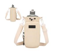 Porte-bouteille d'eau avec sangle - Sangle pour bouteille d'eau avec bandoulière, pochette multifonction pour téléphone, pour homme et femme, camping, escalade, Couleur crème., Refer to description