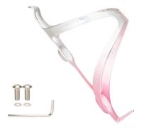 Porte-bouteille d'eau léger en aluminium compatible avec les vélos de montagne et de route offrant une poignée stable et une distance de montage du trou de vis de 65 mm (rose/blanc)