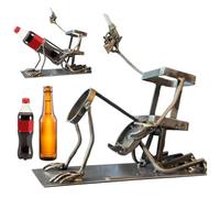 Porte-bouteille en forme de tête de mort - Décoration de bar Steampunk pour whisky, vin, bière - Décoration de table originale pour bar et cuisine - Design squelette robuste - Gris