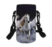 Porte-bouteille en néoprène avec bandoulière réglable Blanc pour bouteille de cheval