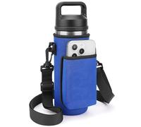 Porte-Bouteille Linkidea avec Sangle Compatible avec Les Bouteilles Yeti Rambler 18 oz et Yonder 600 ml/20 oz, Porte-Bouteille Isotherme, bandoulière avec Poche pour téléphone (Bleu)