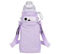 Porte-Bouteille Linkidea avec Sangle Compatible avec Owala FreeSip 24 oz/32 oz, Iron Flask à Large Ouverture 32 oz, Porte-Bouteille en bandoulière, bandoulière avec Poche pour téléphone (Violet)