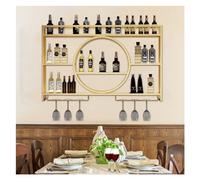 Porte Bouteille Mural Avec Lumière LED,Range Bouteille,Etagere Vin,Casier À Vin,Étagère De Support Mural,Étagère Murale En Verre,Rangement Bouteille,Meuble Bar Pour Cave A Vin Cuisine,Noir/Or ( Color
