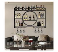Porte Bouteille Mural Avec Lumière LED,Range Bouteille,Etagere Vin,Casier À Vin,Étagère De Support Mural,Étagère Murale En Verre,Rangement Bouteille,Meuble Bar Pour Cave A Vin Cuisine,Noir/Or ( Color