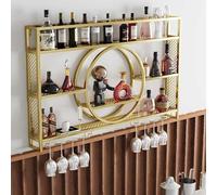 Porte Bouteille Mural Casier à Bouteilles Rangement Range Support Bouteille Meuble Bar Casiers et Supports de Cuisine Etagere Metal pour Cave Cuisine Salle à Manger Chambre Restaurant(Gold,120cm/47.24