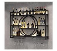 Porte-bouteille Mural Industriel Avec Lumière LED - Casier À Bouteilles En Fer - Étagère À Vin - Range-Bouteilles Pour Cave À Vin, Bar, Maison, Cuisine - Noir/Or ( Color : Black , Size : 100*15*80cm )
