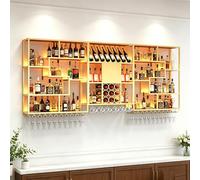 Porte Bouteille Mural Industriel,Métal Étagère À Vin Murale,Range Bouteille En Fer,Grand Casier À Vin,Bouteilles Vin Rangement Porte-bouteilles De Vin Convient Pour Cuisine,Bar(Gold,300cm/118in)