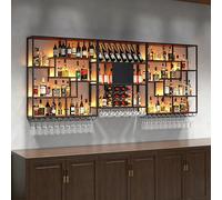Porte Bouteille Mural Industriel,Métal Étagère À Vin Murale,Range Bouteille En Fer,Grand Casier À Vin,Bouteilles Vin Rangement Porte-bouteilles De Vin Convient Pour Cuisine,Bar(Black,260cm/102.3in)