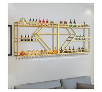 Porte Bouteille Muraux Métalique, Casier À Vin Mural, Range Bouteille Avec Lumière LED, Porte-Verre À Vin Suspendu Mural, Support De Rangement Pour Présentoir À Vin Pour Bar Salle À Manger Cuisine(Gol