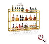Porte Bouteille Muraux Métalique, Casier À Vin Mural Suspendu À LED, Étagère À Vin Murale En Métal, Support De Rangement for Présentoir À Vin, Étagère Murale À Bouteilles for Cuisine Bar Cave À Vin(Go