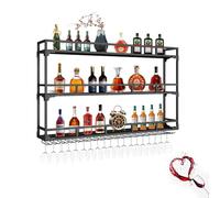 Porte Bouteille Muraux Métalique, Casier À Vin Mural Suspendu À LED, Étagère À Vin Murale En Métal, Support De Rangement for Présentoir À Vin, Étagère Murale À Bouteilles for Cuisine Bar Cave À Vin(Bl