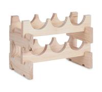 Porte-bouteilles 6 bouteilles bois naturel depine (36,5 x 21 x 25 cm)