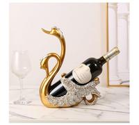 Porte-bouteilles de vin décoratif en résine pour décoration de table, support de bouteille de vin en forme de cygne, support de rangement autonome, cadeau fantaisie pour les amateurs de vin (doré)