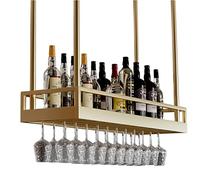 Porte-bouteilles de vin et verres en métal doré à suspendre au plafond