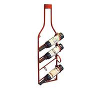 Porte-bouteilles de vin mural à suspendre pour 4 bouteilles de vin en métal - Style vintage - Rouge
