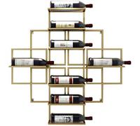 Porte-bouteilles de vin mural en fer à suspendre - Peut contenir 8 bouteilles de vin - 3 couleurs disponibles - 80 x 10 x 80 cm - Rouge cuivré