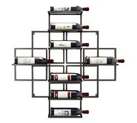 Porte-bouteilles de vin mural en fer à suspendre - Peut contenir 8 bouteilles de vin - 3 couleurs disponibles - 80 x 10 x 80 cm - Doré