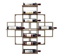 Porte-bouteilles de vin mural en fer à suspendre - Peut contenir 8 bouteilles de vin - 3 couleurs disponibles - 80 x 10 x 80 cm - Doré