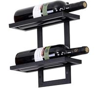 Porte-bouteilles de vin mural en fer et métal - Support mural pour verres à vin inversé - Plateau mural à suspendre - Présentoir à vin en liège - Rouge, blanc, champagne/blanc/vision pour 2 bouteilles