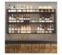 Porte-bouteilles De Vin Mural En Métal, Casier À Vin Mural Avec Lumières LED, Étagère Murale À Bouteilles, Étagère De Rangement Pour Vin, Pour Maison, Cuisine, Bar, Salle À Manger(Color:Black,Size:120