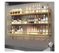 Porte-bouteilles De Vin Mural En Métal, Casier À Vin Mural Avec Lumières LED, Étagère Murale À Bouteilles, Étagère De Rangement Pour Vin, Pour Maison, Cuisine, Bar, Salle À Manger(Color:Gold,Size:150x