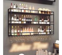 Porte-bouteilles de vin mural en métal - Porte-bouteilles de vin et étagère de présentation d'alcool pour bar, cuisine, restaurant - Solution de rangement élégante pour les amateurs de vin