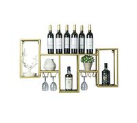 Porte-bouteilles de vin Porte-bouteilles de vin en métal | Support de rangement mural pour étagère murale | Porte-bouteille de vin | Cave à vin Loft Vintage Industrial Style (Gold)