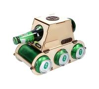 Porte-bouteilles de vin, porte-bouteilles en bois en forme de véhicule, support de rangement décoratif pour canettes de bière avec base antidérapante, porte-bouteilles en bois (kaki)