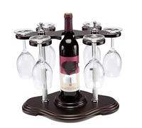 Porte-Bouteilles De Vin Support De Vin 6 Crochet en Bois Massif Affichage Libre Debout Tasse À Verres Pied Cintre Maison Bar Décor Casier Décoration De Maison