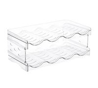 Porte-bouteilles d'eau empilable à 2 niveaux - Étagère en plastique transparent pour 8 bouteilles, organisateur de rangement de cuisine peu encombrant pour réfrigérateur, garde-manger ou armoire