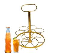 Porte-bouteilles doré pour 6 bouteilles de soda, panier à vin de taille moyenne avec construction en métal robuste, présentoir à boissons, accessoire de bar au design élégant, étagère de table pour