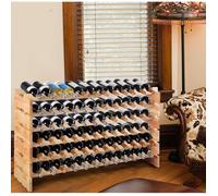 Porte-Bouteilles Empilable en pin pour 72 Bouteille Giantex-Étagère à Vin Modulable à 6 niveaux-Range Bouteille Stable 119x29x72 CM