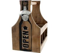 Porte-bouteilles en bois 6 bouteilles de bière Ouvreur Shabby