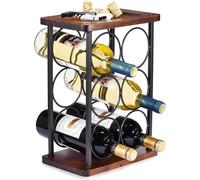 Porte-bouteilles en bois et acier pour comptoir - 6 bouteilles Vendos85