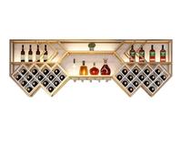 Porte-Bouteilles et Porte-Verre muraux Support à vin en métal Étagère Murale pour Liqueur Industrielle de vin Étagère à vin Suspendue Unité de Bar Étagères flottantes d’Affichage de vin Étag