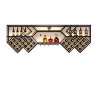 Porte-Bouteilles et Verres muraux Support à vin en métal Étagère Murale pour Liqueur Industrielle de vin Étagère à vin Suspendue Unité de Bar Étagères flottantes pour vitrine à vin Étagère à