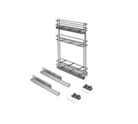 porte-bouteilles extractible TitaneMax avec fermeture à amortie, gauche, 3 plateaux, module 150mm, Acier, Gris Anthracite