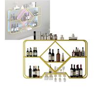 Porte-bouteilles mural avec support en verre, étagères de bar, mini bar pour bouteilles d'alcool, rangement flottant de bouteilles de vin, kit de rangement flottant pour maison, bar, café