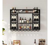 Porte-bouteilles mural en métal avec support en verre pour bouteilles d'alcool, décoration de maison, bar et cuisine - Solution élégante de rangement de vin