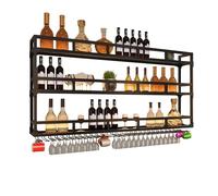 Porte-bouteilles mural flottant avec lumière LED - Étagère murale pour bouteille d'alcool et rangement de vin suspendu pour maison, bar, cuisine, café, restaurant - Noir