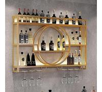 porte-bouteilles muraux industriels avec porte-verre,Porte-Bouteilles Muraux Industriels Avec Porte-Verre Barre des étagères flottantes(Size:140cm,Color:Or)